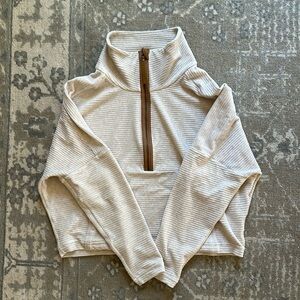 Prana Funnel Neck Quarter Zip Cream Sweatshirt